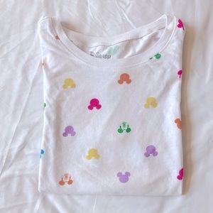 DISNEY MICKEY MOUSE PRINT WOMENS WHITE T-SHIRT